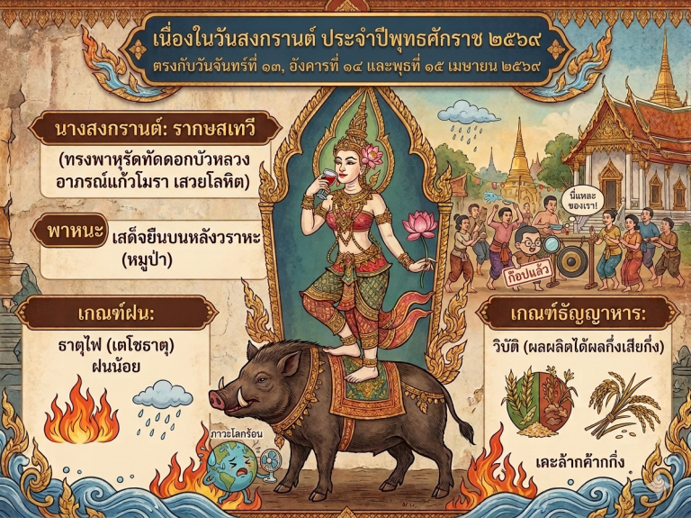  เนื่องในวันสงกรานต์ ประจำปีพุทธศักราช 2569 ซึ่งตรงกับวันจันทร์ที่ 13, อังคารที่ 14 และพุธที่ 15 เมษายน 2569