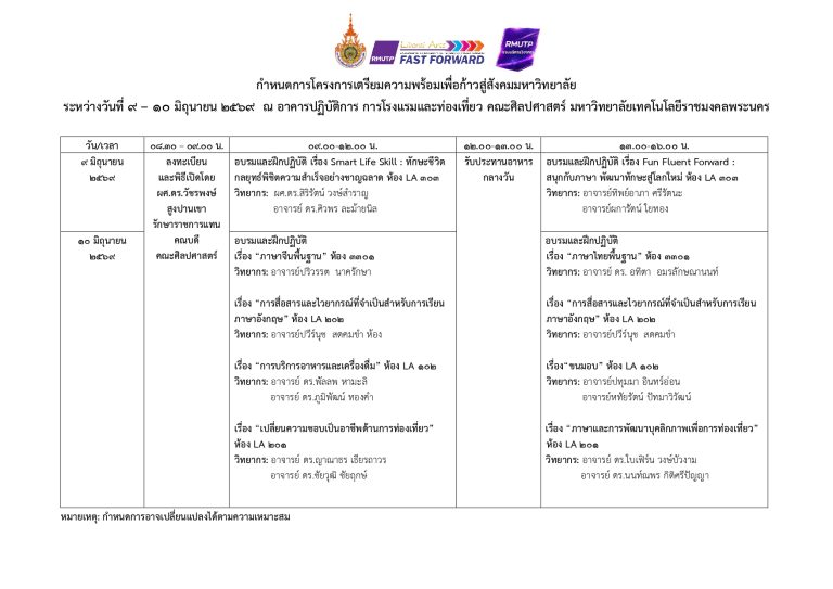 กำหนดการโครงการเตรียมความพร้อมเพื่อก้าวเข้าสู่สังคมมหาวิทยาลัย (ปรับพื้นฐาน 2569)